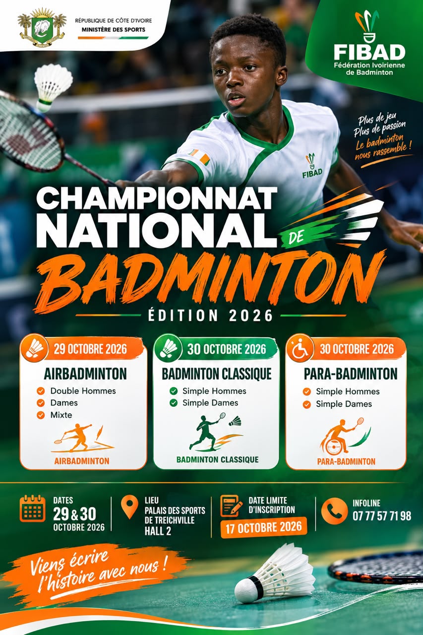 Affiche : Championnat national de Badminton 2026